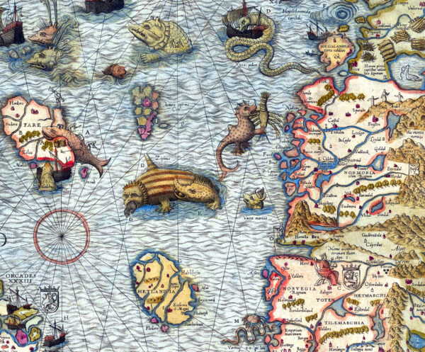 Carta Marina, the First Cartographic Representation of the Scandinavian Peninsula by Olaus Magnus 1539 - Poster – Image 2