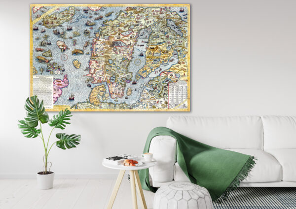 Carta Marina, the First Cartographic Representation of the Scandinavian Peninsula by Olaus Magnus 1539 - Poster – Image 3