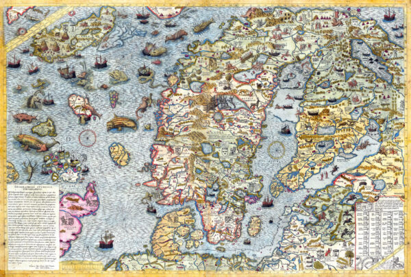 Carta Marina, the First Cartographic Representation of the Scandinavian Peninsula by Olaus Magnus 1539 - Poster