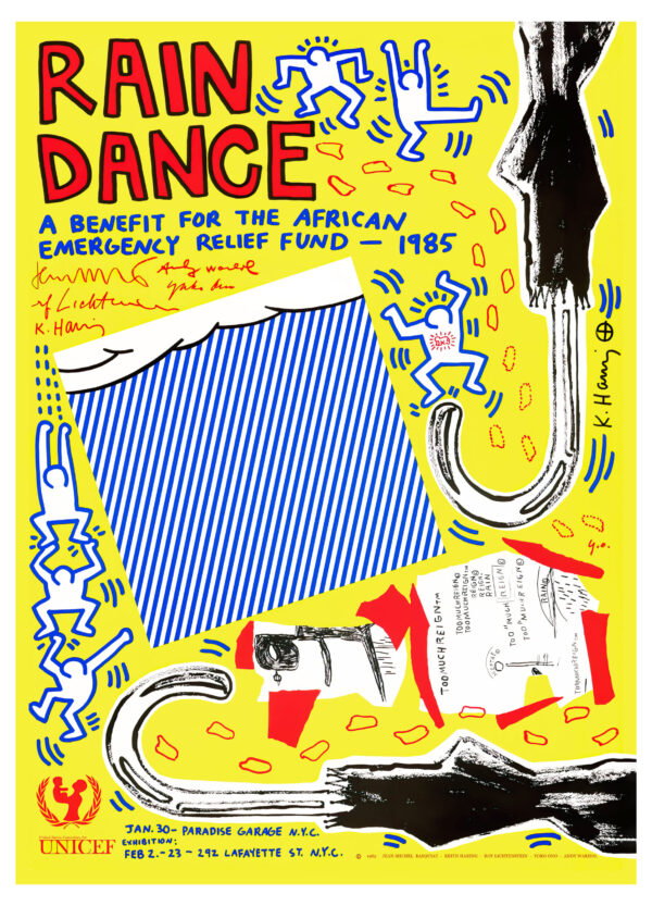 Rain Dance - UNICEF Warhol Lichtenstein Haring Basquiat Ono - 1985 - Poster