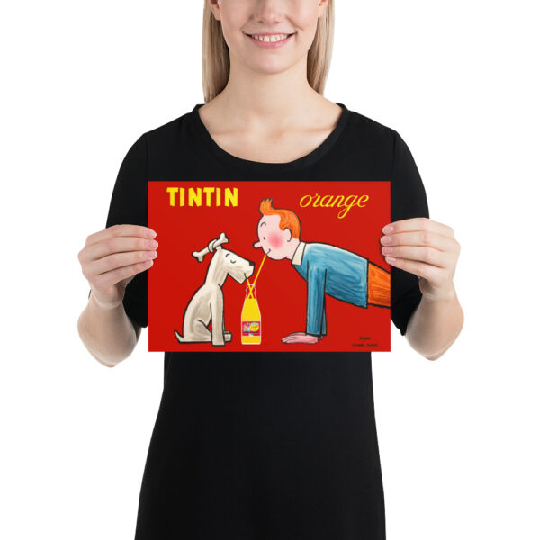 Tintin and Snowy - Promotional poster for a soda called "Tintin Orange" - Savignac 1962 – Image 7