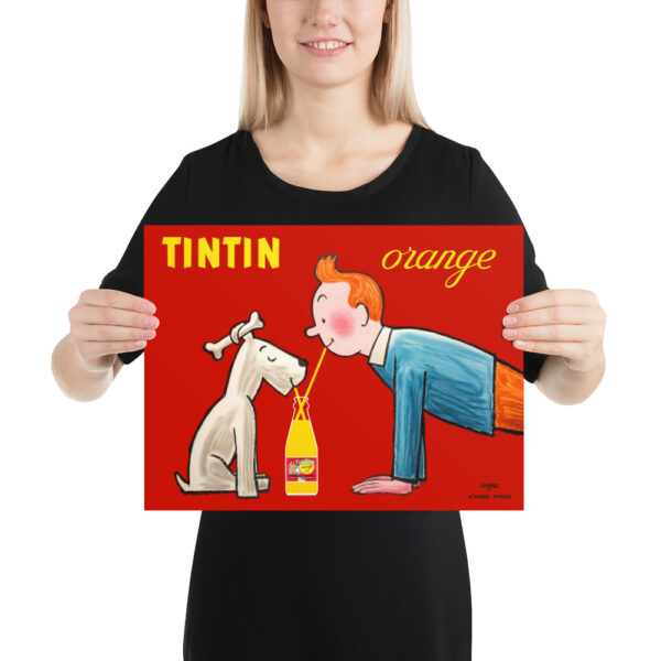 Tintin and Snowy - Promotional poster for a soda called "Tintin Orange" - Savignac 1962 – Image 8