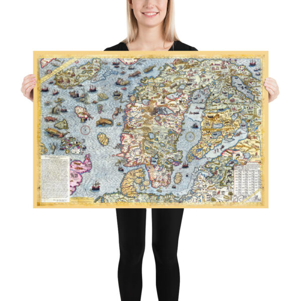Carta Marina, the First Cartographic Representation of the Scandinavian Peninsula by Olaus Magnus 1539 - Poster – Image 5