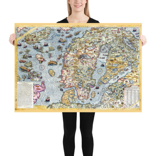 Carta Marina, the First Cartographic Representation of the Scandinavian Peninsula by Olaus Magnus 1539 - Poster – Image 4