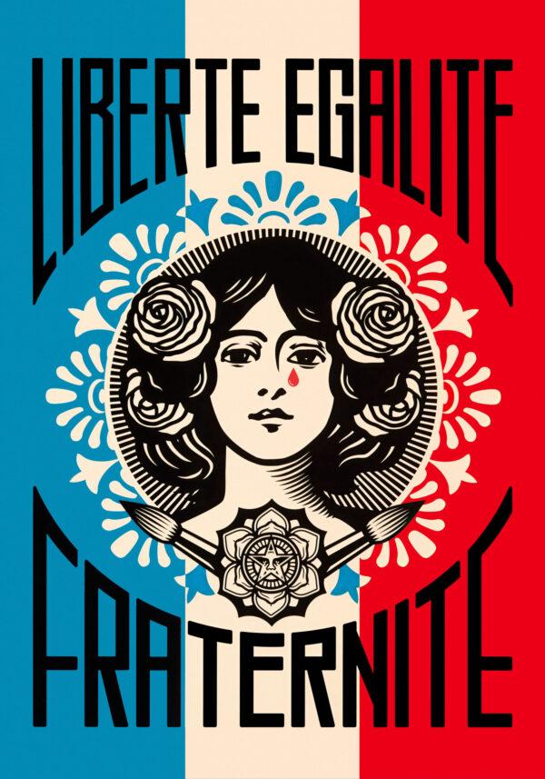 Liberty, Equality, Fraternity 2016 - Marianne crying - Shepard Fairey (Obey the giant)