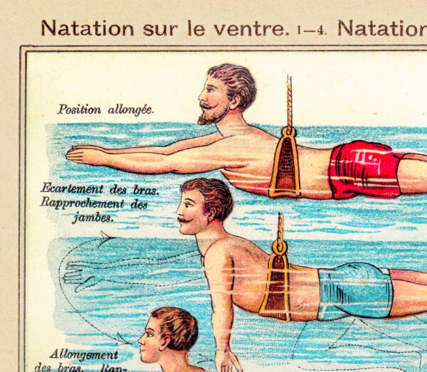 Vintage Poster "Teaching Swimming on the Front and Back" - 1899 – Image 4