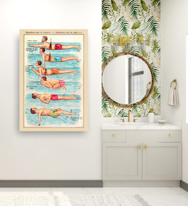 Vintage Poster "Teaching Swimming on the Front and Back" - 1899 – Image 6
