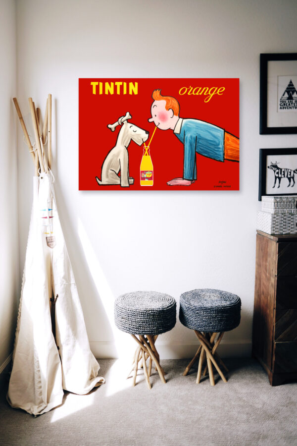 Tintin and Snowy - Promotional poster for a soda called "Tintin Orange" - Savignac 1962 – Image 10