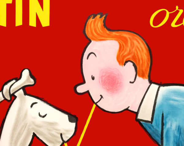 Tintin and Snowy - Promotional poster for a soda called "Tintin Orange" - Savignac 1962 – Image 3
