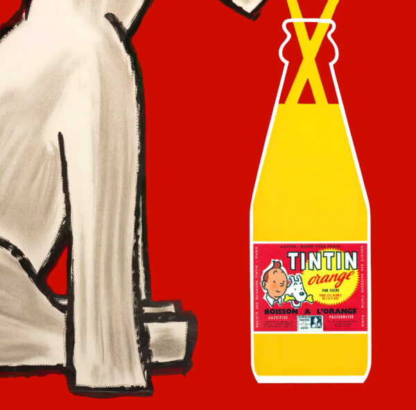 Tintin and Snowy - Promotional poster for a soda called "Tintin Orange" - Savignac 1962 – Image 5