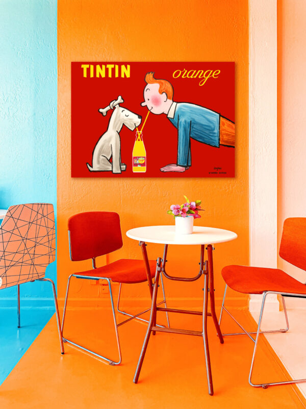 Tintin and Snowy - Promotional poster for a soda called "Tintin Orange" - Savignac 1962 – Image 2