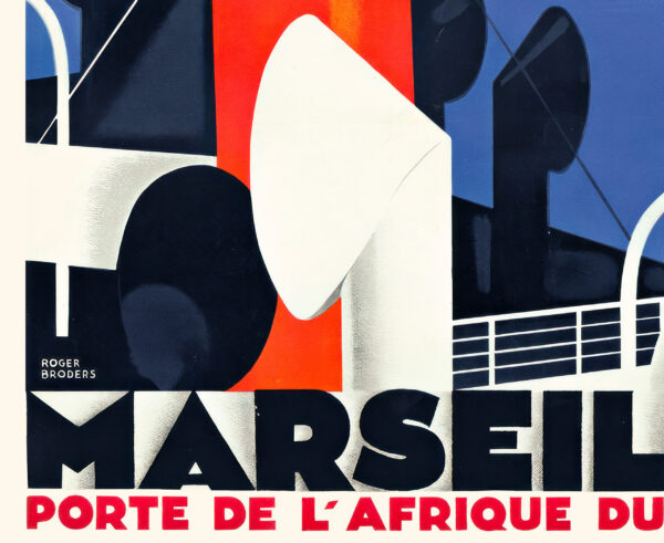 Port of Marseille - Gateway to North Africa - ROGER BRODERS 1929 - 61 × 91 cm – Image 3