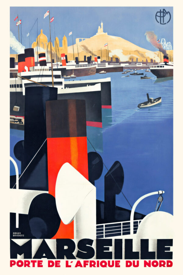 Port of Marseille - Gateway to North Africa - ROGER BRODERS 1929 - 61 × 91 cm