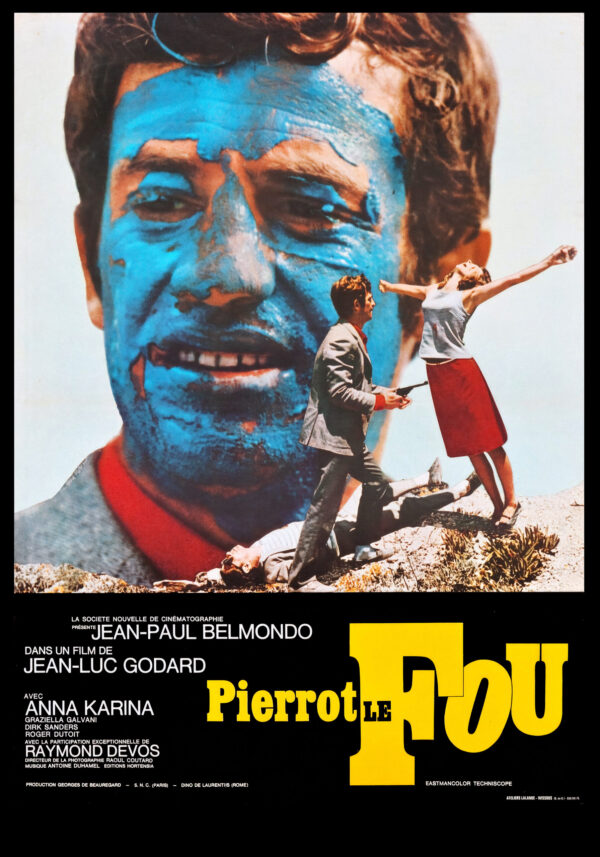 Pierrot le Fou, emblematic film of the New Wave, made by Jean-Luc Godard - 1965 Poster