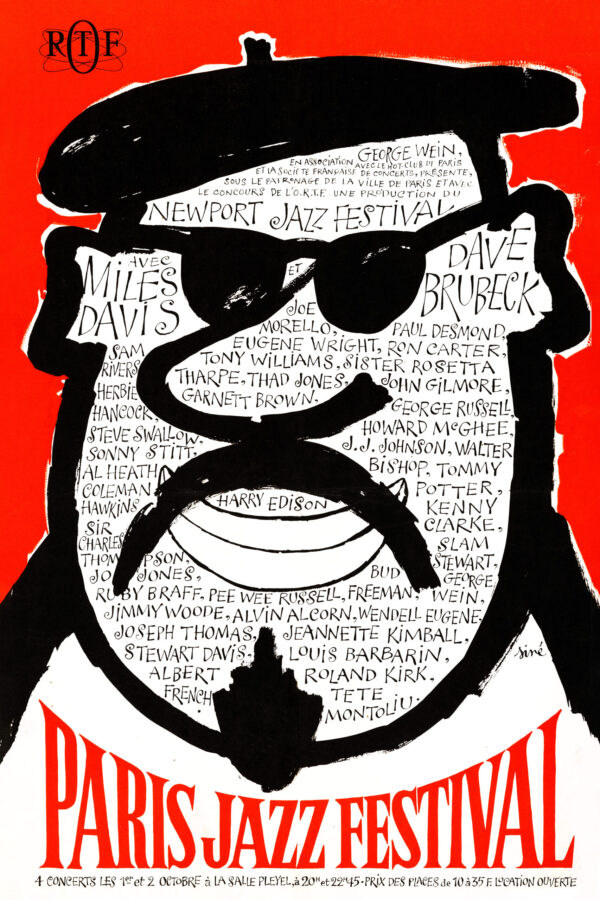 Paris Jazz Festival 1964 - Miles Davis & Dave Brubeck - Siné - Poster 61 × 91 cm