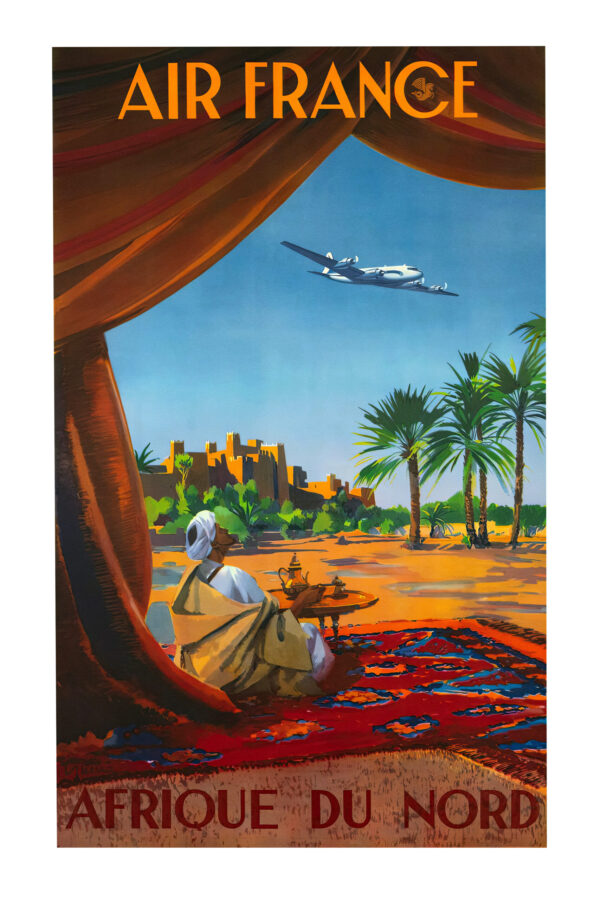 Air France in North Africa, airline company poster