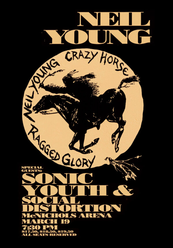 Neil Young and Crazy Horse on his Ragged Glory tour in Denver - Poster