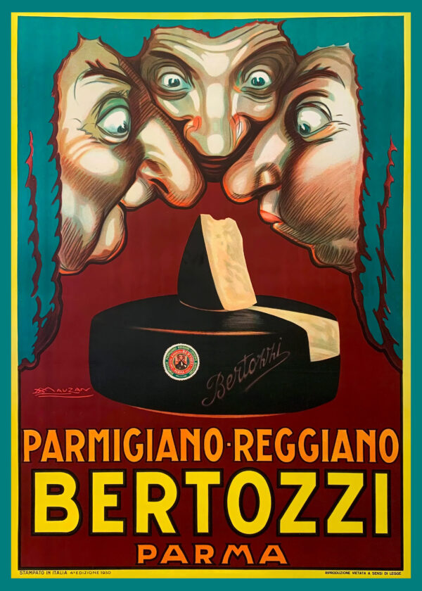 Vintage Bertozzi Parmigiano-Reggiano cheese poster - 1930s