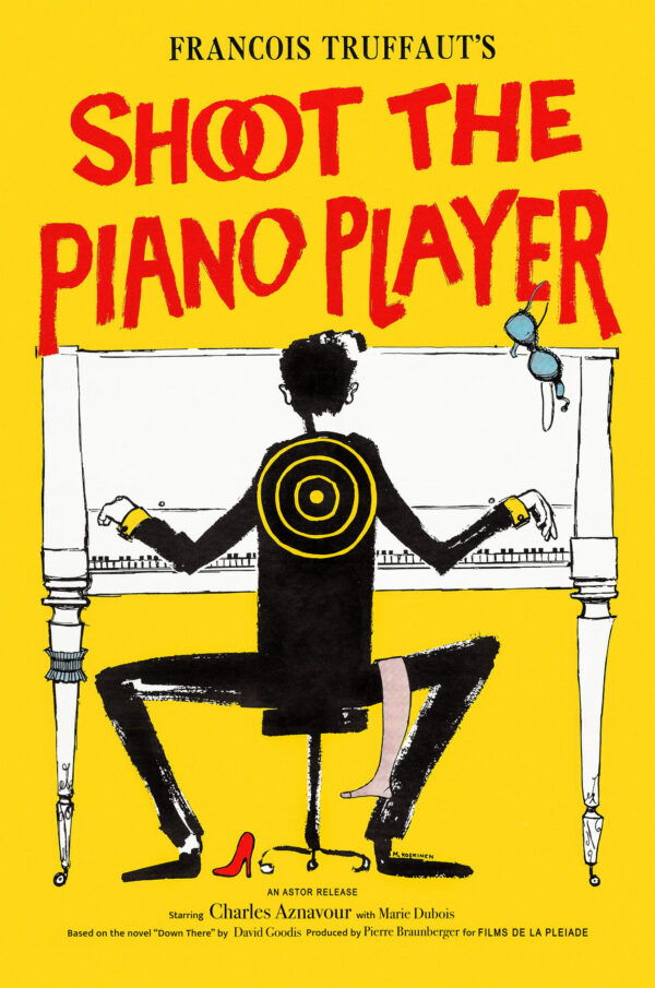 Poster "Shoot The Piano Player" detective film by François Truffaut - 1960