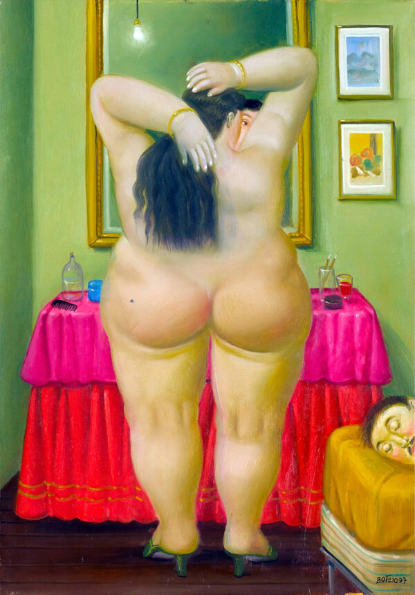Beautiful naked woman from behind ready to sleep - Fernando Botero - Poster
