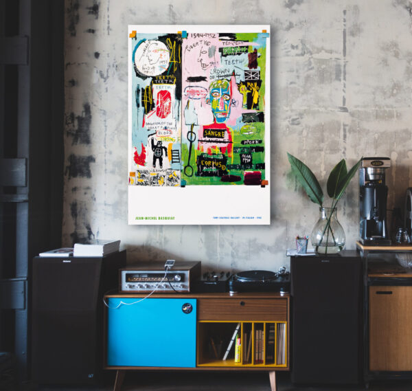 Basquiat exhibition poster at the Tony Shafrazi Gallery - "In Italian" 1983 – Image 2