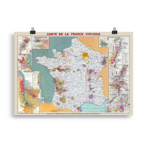 Wine Map of France showing wine regions 100x70 cm - Poster – Image 4