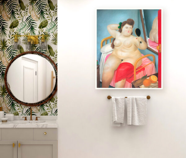 Beautiful naked woman, looking at the mirror to comb her hair - Poster – Image 3