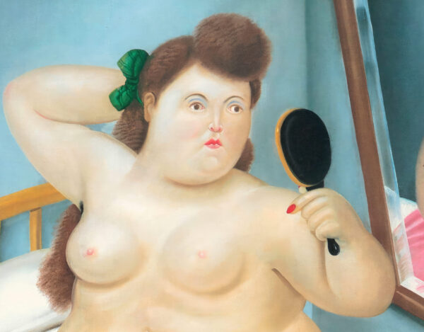 Beautiful naked woman, looking at the mirror to comb her hair - Poster – Image 2
