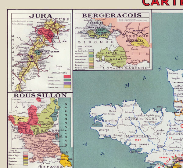 Wine Map of France showing wine regions 100x70 cm - Poster – Image 3