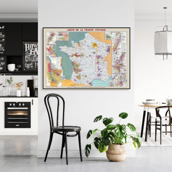 Wine Map of France showing wine regions 100x70 cm - Poster – Image 10