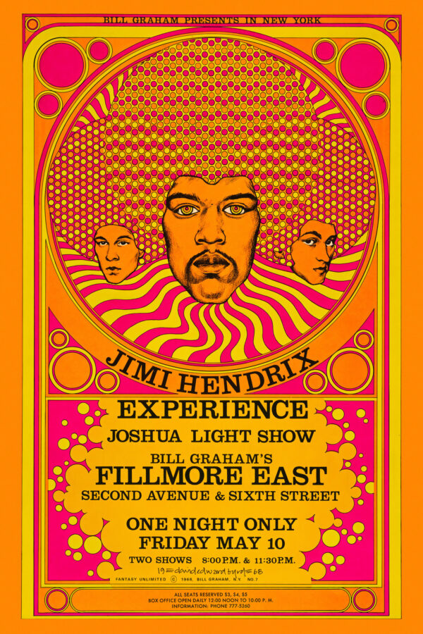 Jimi Hendrix Experience Fillmore East concert 1968 New York - Poster 61×91 cm