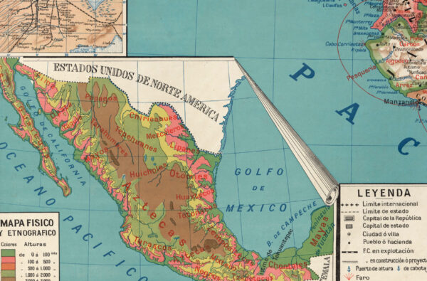 Superb map of Mexico made by E. Girard & J. Forêt in Paris - 1929 - Poster – Image 8