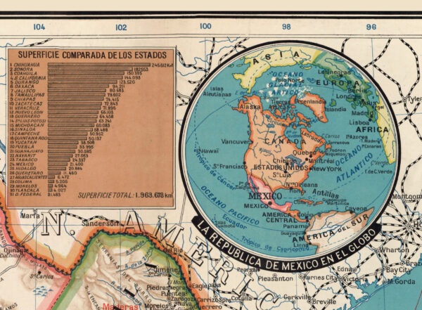 Superb map of Mexico made by E. Girard & J. Forêt in Paris - 1929 - Poster – Image 6