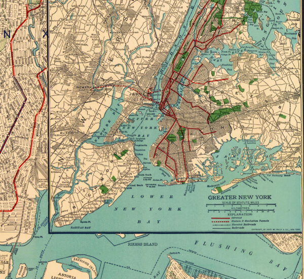 Map of Manhattan and Greater New York - Rand McNally Poster 1924 – Image 8
