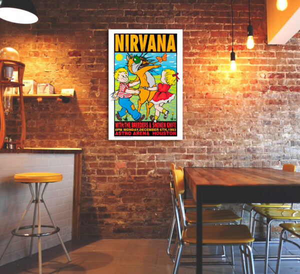 Alternative grunge rock band Nirvana concert at Astro Arena - Houston Texas 1993 - Poster – Image 3