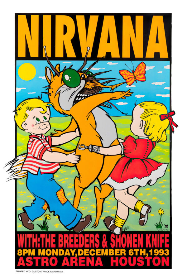 Alternative grunge rock band Nirvana concert at Astro Arena - Houston Texas 1993 - Poster