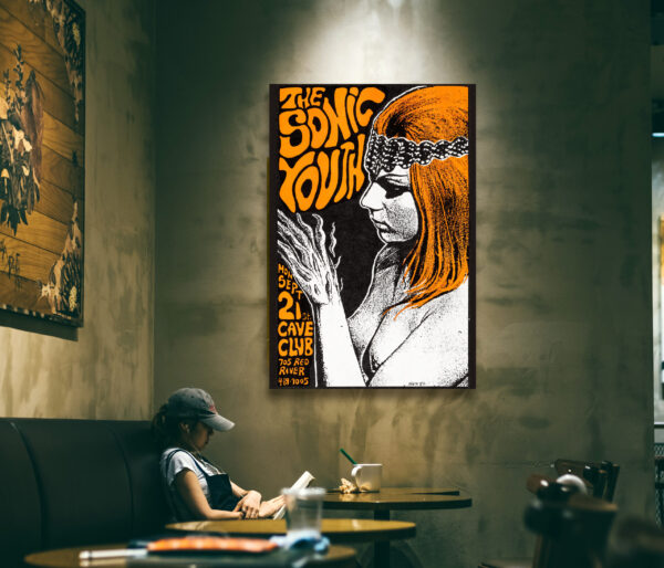 Poster of the Sonic Youth concert at The Cave in Austin Texas - Kozik 1987 – Image 3