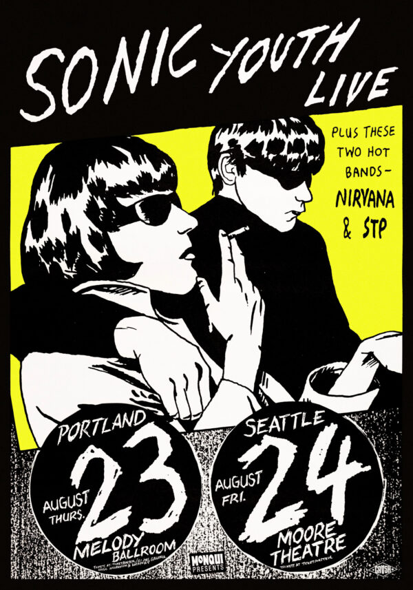 Sonic Youth, Portland and Seattle concert - 1990 - Poster