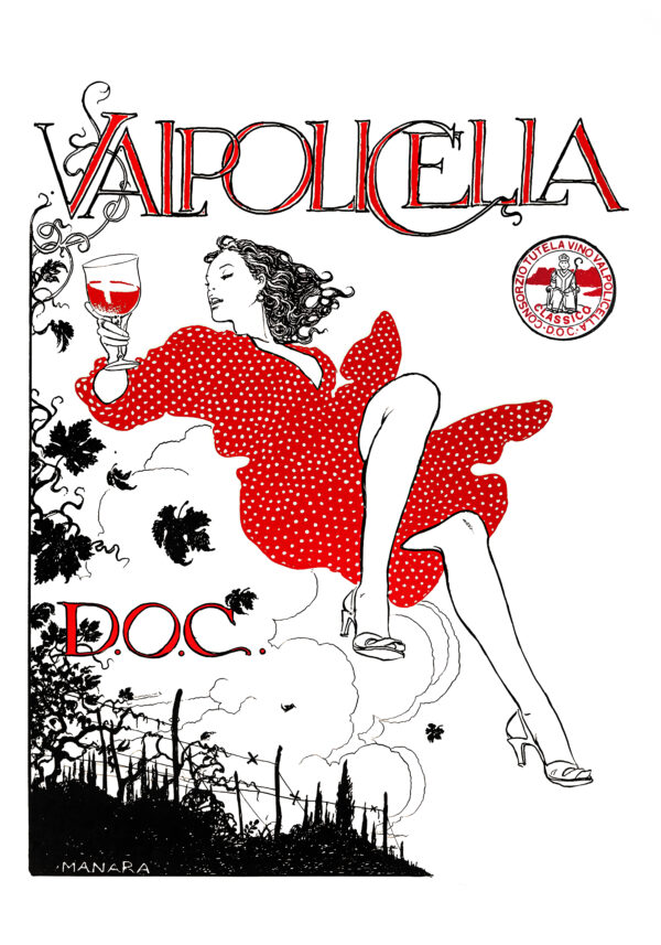 Poster for Valpolicella D.O.C. Wine by Milo Manara